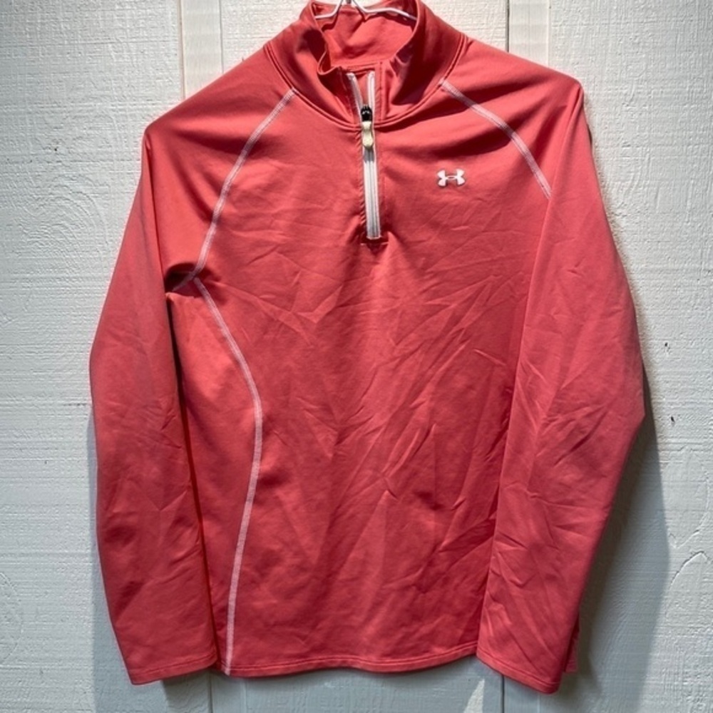 Under‎ Armour pink Coldgear long sleeve 1/4 zip pullover Girls size large